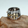17.5mm Gothic Silver and Gold Toned Fist Finger Skull Design Stainless Steel Wedding Band - Innovato Store