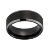 Black Brushed Tungsten Center with Smooth Beveled Dome Shape Edge Wedding Ring - Innovato Store