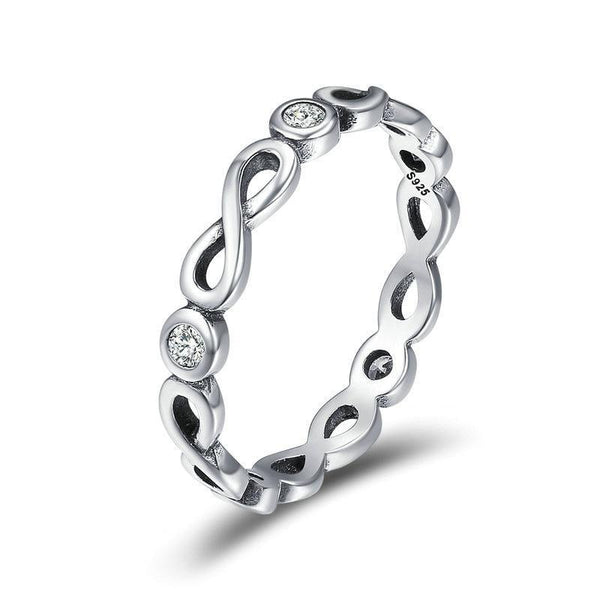 925 Sterling Silver Ring for Woman with Infinity Symbol Design and Round 5 pieces of Clear Zircons - Innovato Store