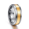 Golden Brown Center with Geometric Silver Coated Tungsten Carbide Wedding Ring - Innovato Store