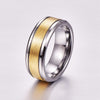 Golden Brown Center with Geometric Silver Coated Tungsten Carbide Wedding Ring - Innovato Store