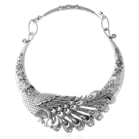 Multi Color Peacock Maxi Choker Necklace for Women