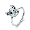 925 Sterling Silver Loyal Friend French Bulldog Animal Ring for Women with Two Black Zircons as Eyes - Innovato Store