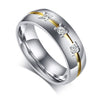 Stainless Steel Gold Plated Groove Dome Shape Rings for Him and Her