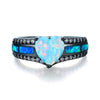 Heart Fire Opal & Cubic Zirconia Black Gold-Filled Engagement Ring