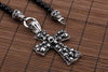 African Glass Beads Skulls on a Cross Pendant Necklace
