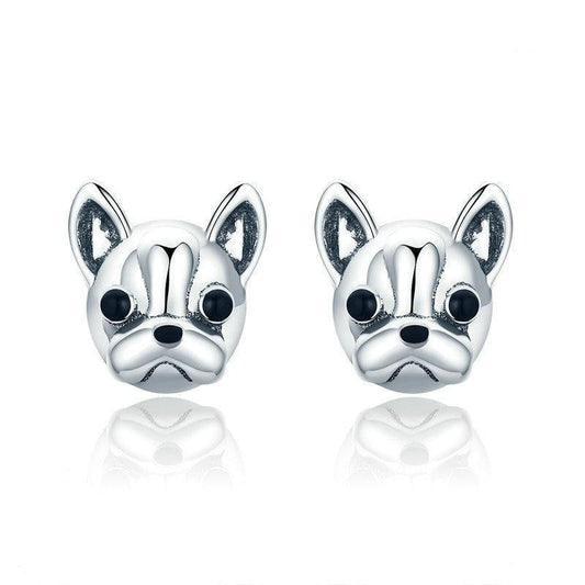 925 Sterling Silver Bulldog Stud Earrings for Young Girls