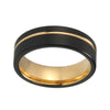 8mm Black Brushed Matte Offset with Gold Plated Groove Tungsten Carbide Ring - Innovato Store