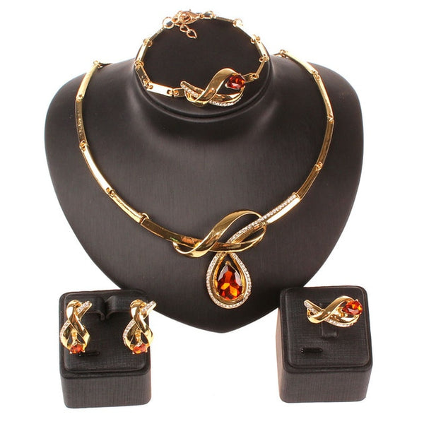 Austrian Crystal Necklace, Bracelet, Earrings & Ring Jewelry Set