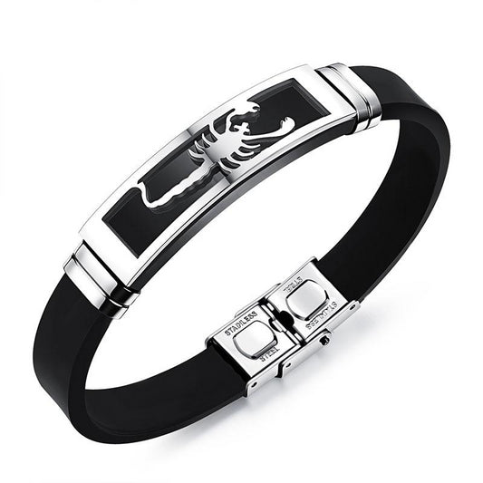 Black Stainless Steel Scorpion Male Bracelet