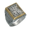 Triple Toned Vintage Stainless Steel Signet Square Men’s Wedding Band
