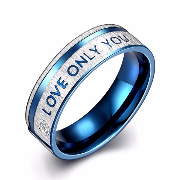 Love Only You Blue and Silver Plated Ring for Couples for Him or Her - Innovato Store