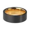 8mm Black Brushed Matte Tungsten Carbide with Yellow Gold Coated Surface Wedding Ring - Innovato Store