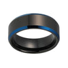 8mm Men’s Black Polished Tungsten Carbide Blue Plated Beveled Edges Wedding Band - Innovato Store