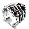 925 Sterling Silver Skull Hand with Skull Head Paw Rings Men’s Jewelry - Innovato Store