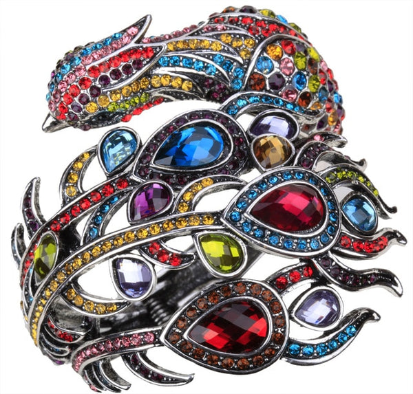CZ Stones Peacock Bracelet Bangle Jewelry for Women