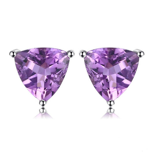 1.9ct Natural Purple Amethyst Stud Earrings 925 Sterling Silver - Innovato Store