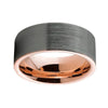 Rose Gold Plated Tungsten Carbide Wedding Band Ring with Silver Brushed Top