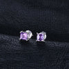 Natural Purple Amethyst Earrings Stud 925 Sterling Silver
