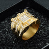 Hip Hop Gold Toned Titanium with Crystals Men’s Party Wedding Band - Innovato Store