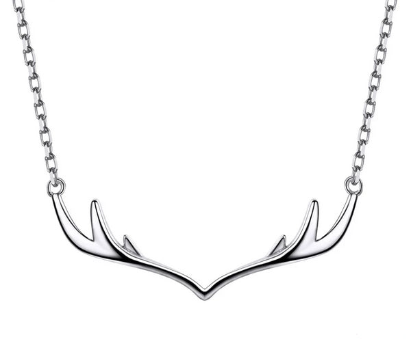 925 Sterling Silver Deer Antlers Pendant Necklace