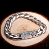 12mm Wide Flower Safe Lock High Polish Chain 925 Sterling Silver Bracelet