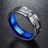 8mm Brick Brushed Pattern Tungsten carbide with Blue Color Wedding Ring - Innovato Store
