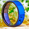 8mm Polished Blue and Black Tungsten Carbide Wedding Band