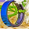 8mm Polished Blue and Black Tungsten Carbide Wedding Band