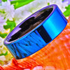 8mm Polished Blue and Black Tungsten Carbide Wedding Band