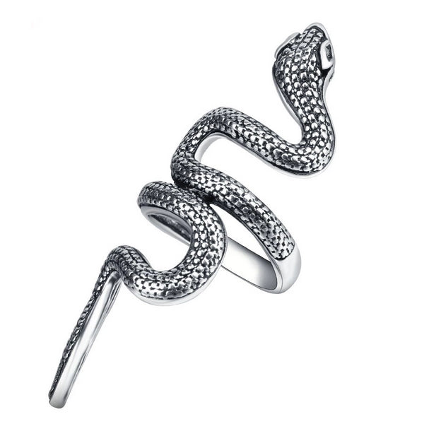 Silver Plated 3D Snake Adjustable Ring