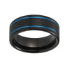 8mm Double Blue Strip with Black Tungsten Carbide Ring - Innovato Store
