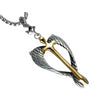 Gold Cross with Silver Angel Wings Pendant Necklace