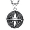 925 Sterling Silver Round Vintage Compass Pendant