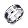 8mm Stainless Steel Flat Cut Ring with Blue and Black Carbon Fiber Inlay Dad Ring - Innovato Store