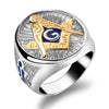 Stainless Steel Silver & Gold Plated Freemason Ring for Men