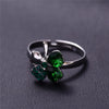 Austrian Crystal and Rhinestones Four Leaf Clovers Engagement Ring