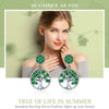 925 Sterling Silver Tree of Life Green Cubic Zirconia Drop Earrings