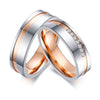 White and Rose Gold Plated Wedding Rings for Couples with 7 pieces of Clear Round Zircons Inlay