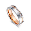 White and Rose Gold Plated Wedding Rings for Couples with 7 pieces of Clear Round Zircons Inlay