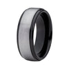 8mm Black Polished Tungsten Carbide with Silver Brushed Matte Center Ring - Innovato Store