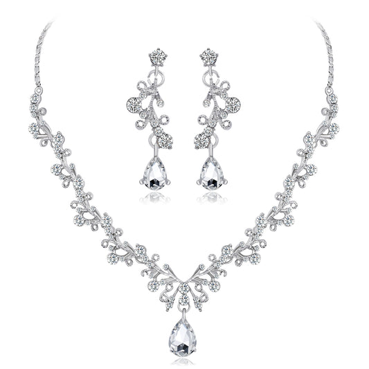 Swirls Necklace & Earrings Wedding Jewelry Set