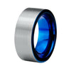 8mm Two Layers, Two Tone Silver Brushed Matte Surface with Blue Interior Wedding Band - Innovato Store