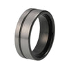 Grey Brushed Matte Offset, Groove Tungsten Carbide Ring - Innovato Store