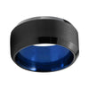 10mm Black and Blue Tungsten Carbide Ring with Beveled Edges for Men - Innovato Store