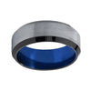 8mm Brushed Matte Surface with Curved Edges and Blue Inner Wedding Ring - Innovato Store