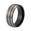 Silver Matte Tungsten Dome Shape with Double Grooved Strips Wedding Band