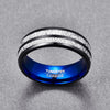 Black, Blue, and Silver Meteorite Tungsten Carbide Wedding Ring - Innovato Store
