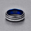 Black, Blue, and Silver Meteorite Tungsten Carbide Wedding Ring - Innovato Store