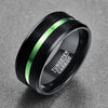 10mm Black Tungsten Carbide with Dual Brushed Matte Surface and Green Inlay Rings - Innovato Store